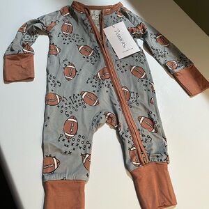 Jammers Kids Football Print One Piece - Green and Brown Newborn
